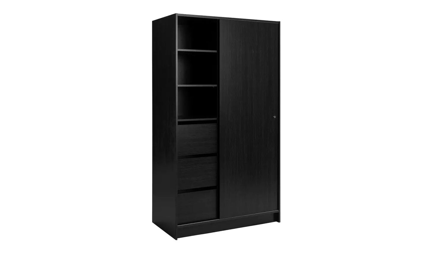 Assembled Malibu 1 Door Sliding Wardrobe - Black